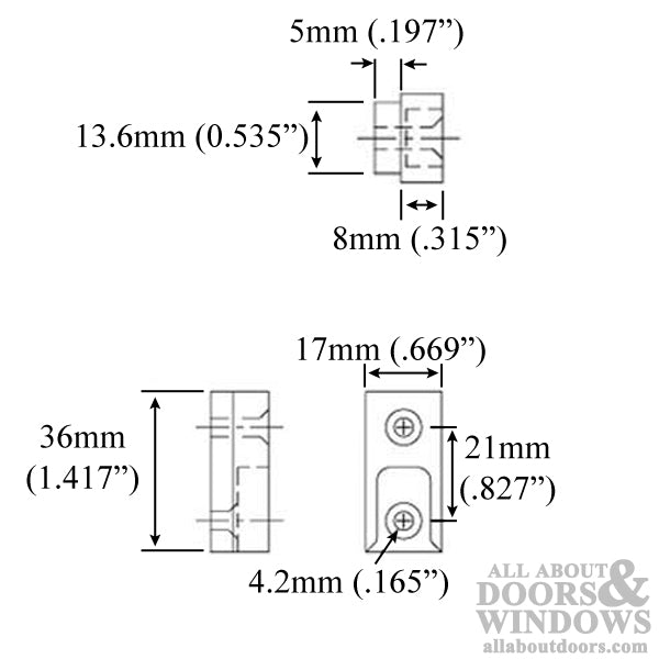 GU Lock Plate for Roller Multipoint Lock – 1/2" Base
