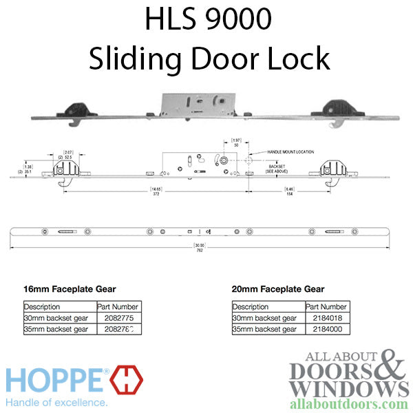 Hoppe Dallas Sliding Door Handle – Active with Key, Left Hand, Alpine Frost