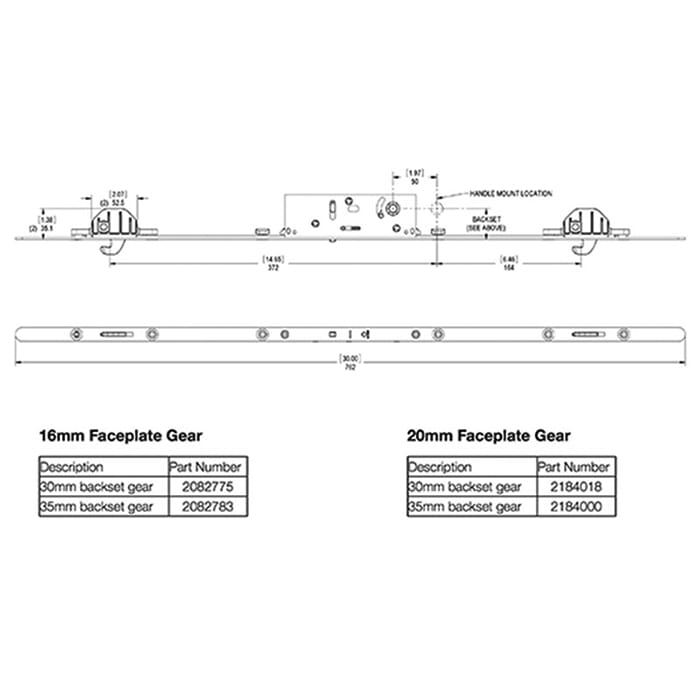 Hoppe Sliding Door Multipoint Lock – 35mm Backset, 16mm Faceplate