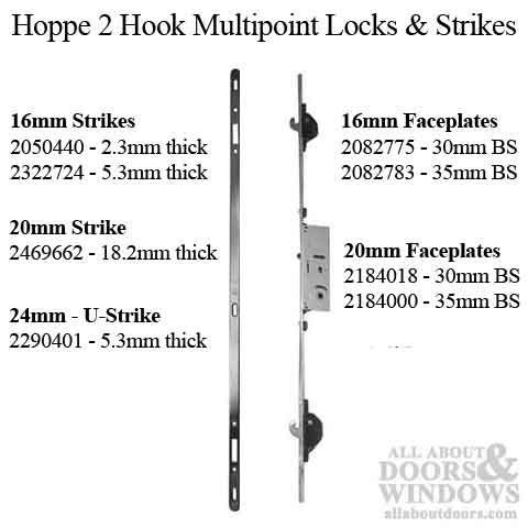 Hoppe 2-Point Sliding Door Lock – 35mm Backset, 20mm Faceplate