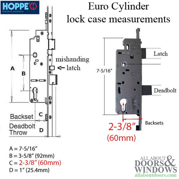 Hoppe HLS9000 Bottom Gear – 60mm Backset, 92mm PZ, 36" Handle Height