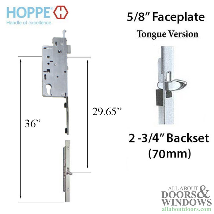 Hoppe HLS9000 Multipoint Lock Bottom Gear – 70mm Backset, 92mm PZ, 36" Handle Height