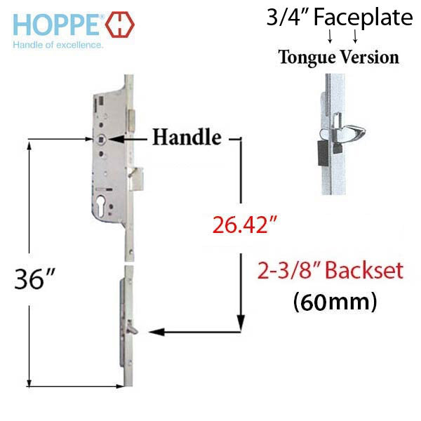 Hoppe HLS 9000 Multipoint Lock – 60mm Backset, 92mm PZ, 20mm Faceplate, 36" Handle Height