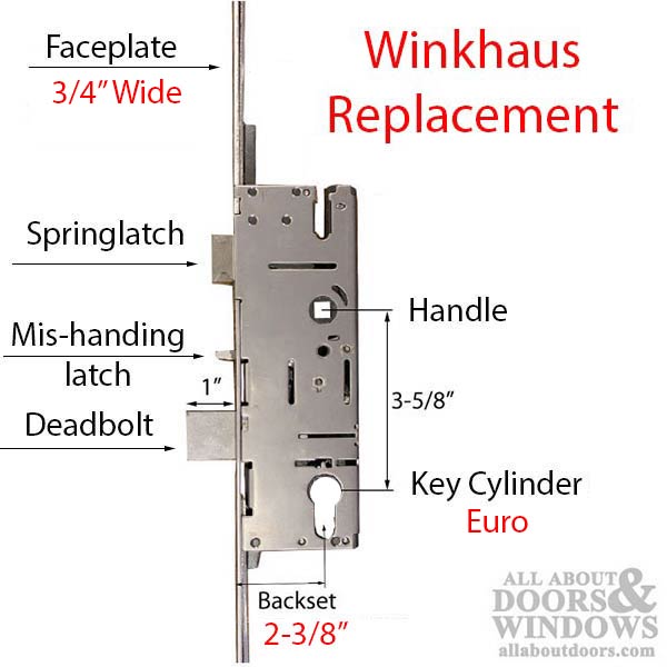 Winkhaus One Motion Lock Replacement for 8' Doors – 60mm Backset, 92mm PZ