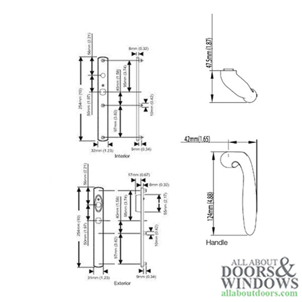 Hoppe M151VK Fixed Dummy Handle Set for Sliding Doors – Satin Nickel