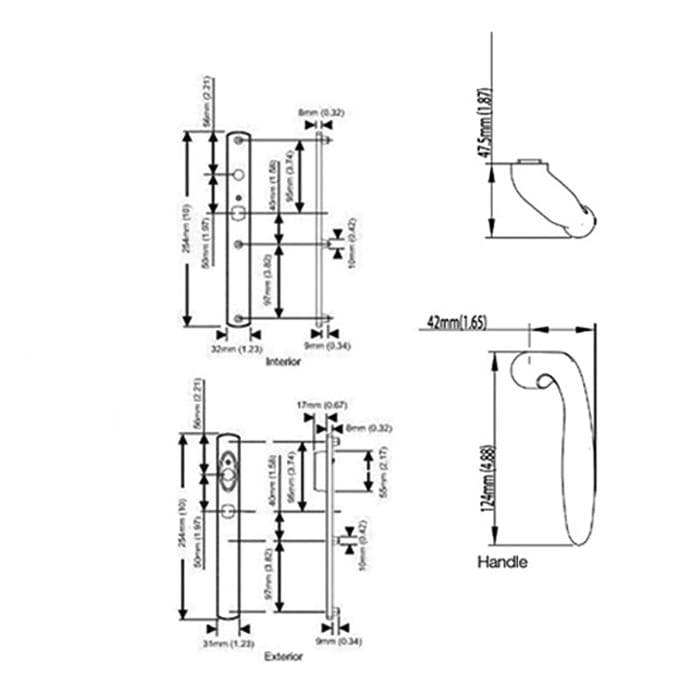 Hoppe M151 Sliding Door Fixed Dummy Handle Set – Rustic Umber
