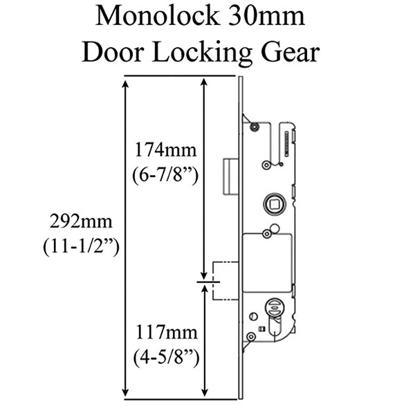 GU Monolock Single Point Lock – 30mm Backset, 92mm PZ, Stainless Steel
