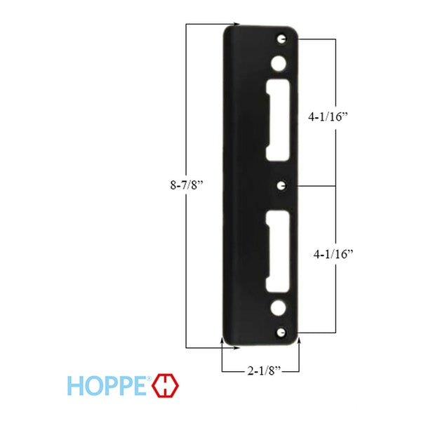 Hoppe Extended Lip Latch and Deadbolt Strike – 2-1/4" Door, Rustic Umber