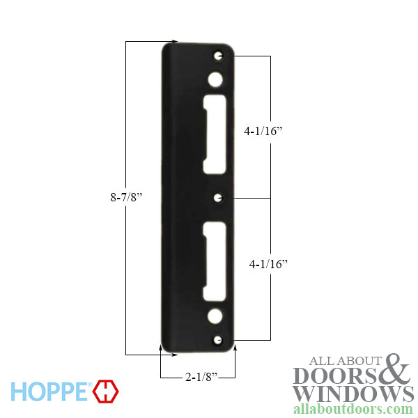 Hoppe Extended Lip Latch and Deadbolt Strike – 2-1/4" Door, Rustic Umber