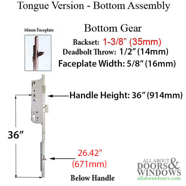 Hoppe HLS9000 Manual Multipoint Gear – 35mm Backset, 92mm PZ, 36" Handle Height