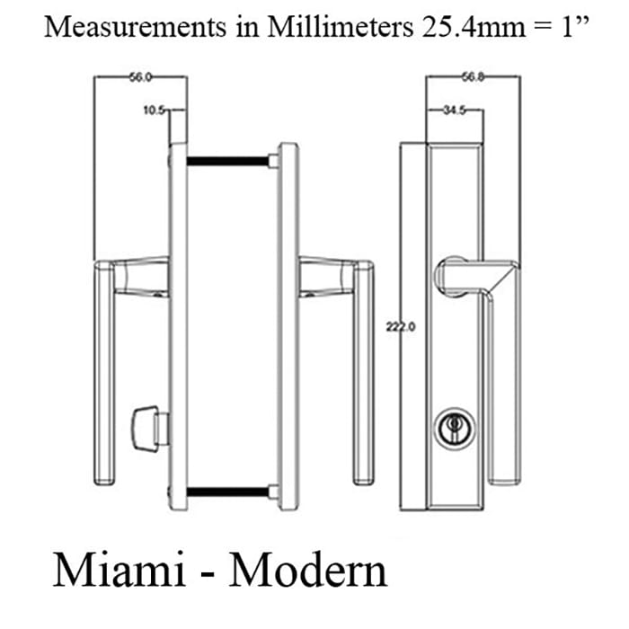 Miami Sliding Patio Door Handle Set – Keyed, Right Hand, Stainless Steel