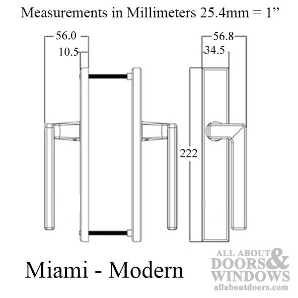 Miami Style Sliding Patio Door Handle Set – Left Hand Inactive Dummy Pull