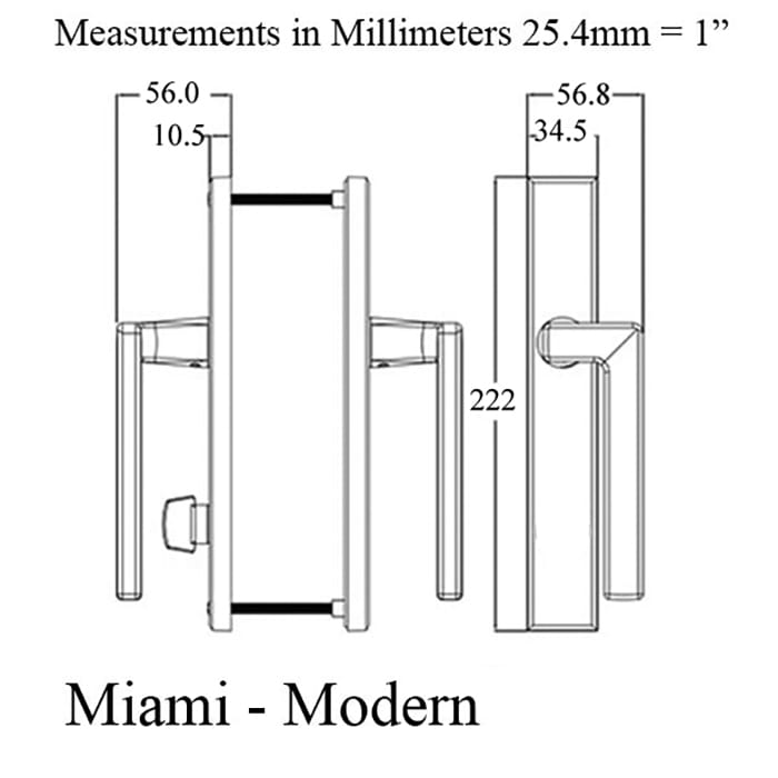 Miami Sliding Patio Door Handle Set – Left Hand, Non-Keyed, Stainless Steel