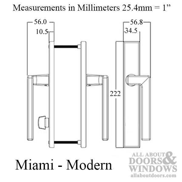 Miami Sliding Patio Door Handle Set – Right Hand, Non-Keyed with Thumb Turn