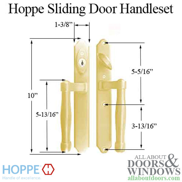 Hoppe Sliding Door Handleset Trim – Active/Keyed, Polished Brass