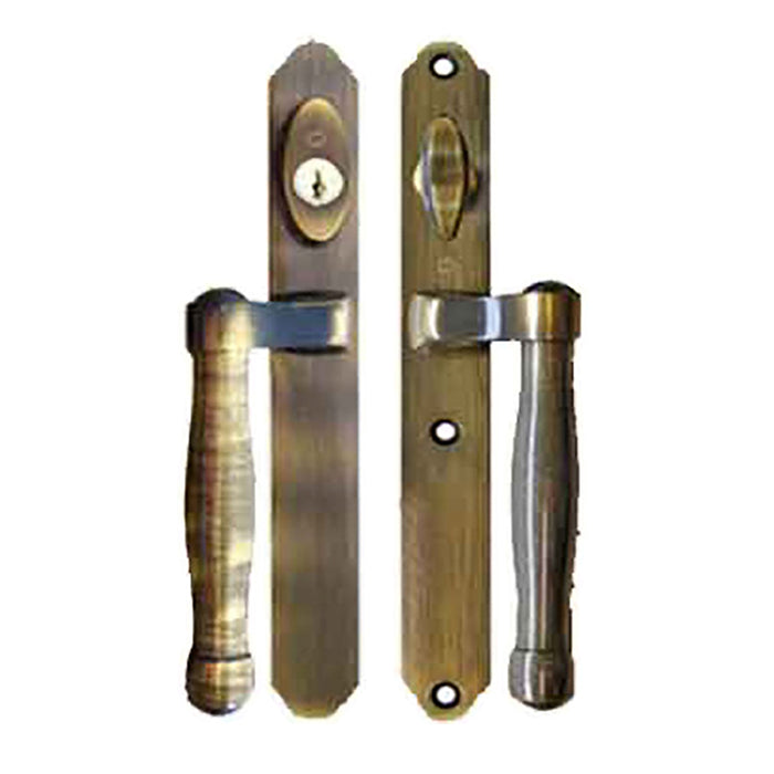 Hoppe Sliding Door Handleset Trim – Active/Keyed, Antique Brass