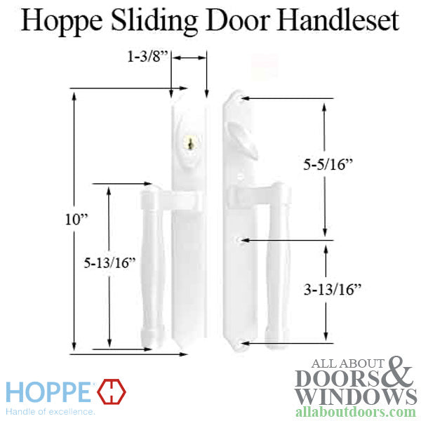 Hoppe Sliding Door Handleset Trim – Active/Keyed, White