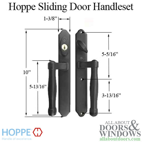 Hoppe Sliding Door Handleset Trim – Active/Keyed, Matte Black