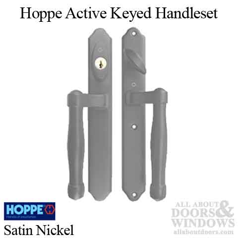 Hoppe Sliding Door Handleset – Active/Keyed, Satin Nickel