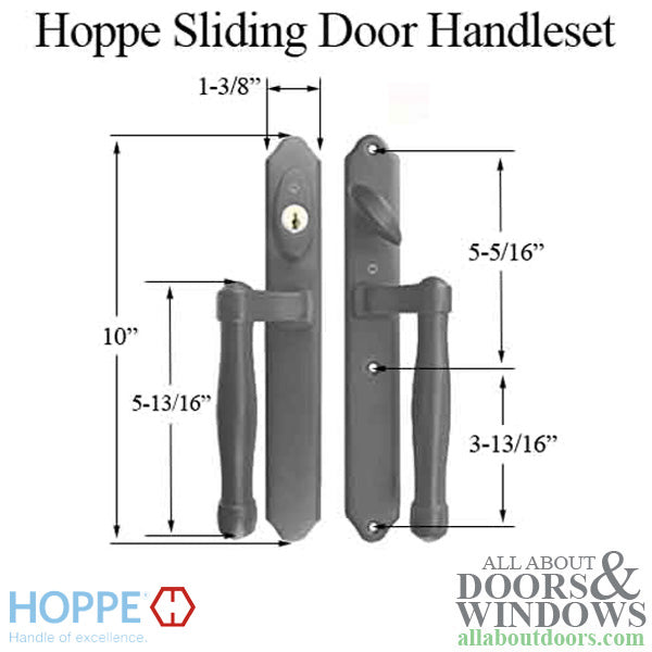 Hoppe Sliding Door Handleset Trim – Active/Keyed, Antique Nickel