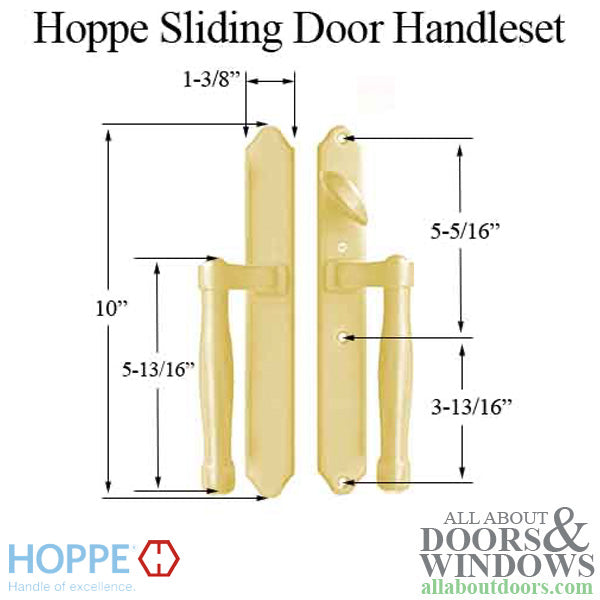 Hoppe Sliding Door Handleset – Non-Keyed, Resista Brass