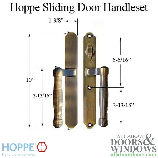 Hoppe Sliding Door Handleset – Active/Non-Keyed, Antique Brass