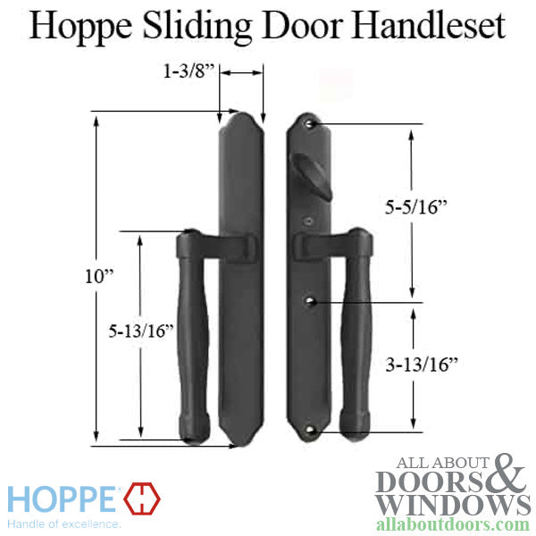 Hoppe Sliding Door Handleset – Active Non-Keyed, Matte Black