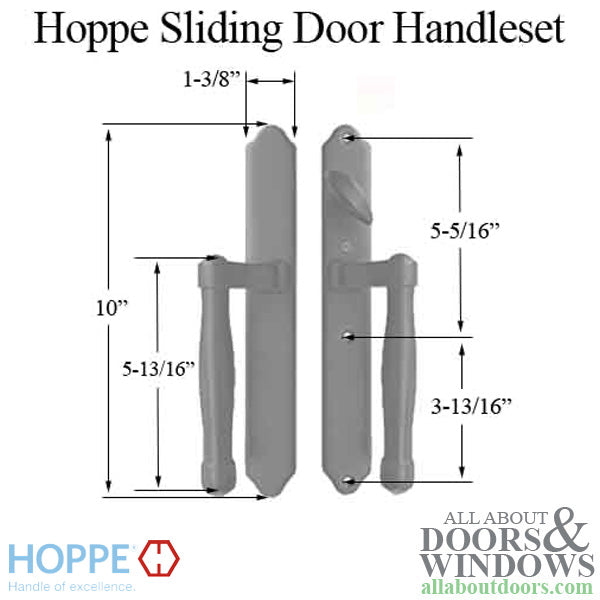 Hoppe Sliding Door Handleset – Active Non-Keyed, Satin Nickel