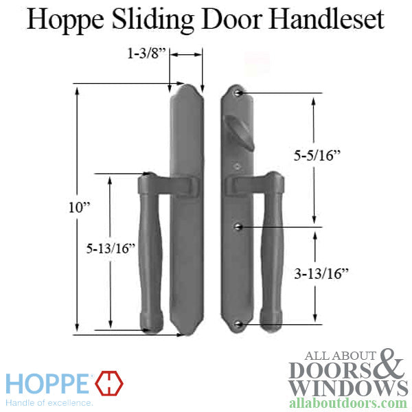 Hoppe Sliding Door Handleset – Active Non-Keyed, Antique Nickel