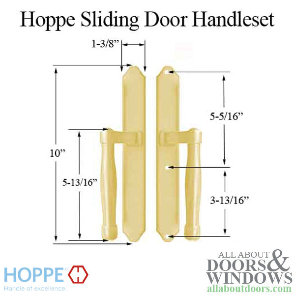Hoppe Sliding Door Dummy Handleset – 2-Point Lock, Resista Brass