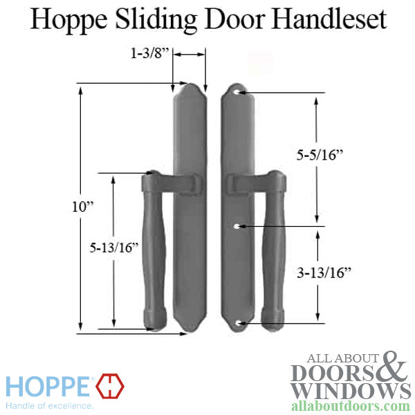 Hoppe Sliding Door Dummy Handleset – 2-Point, Antique Nickel