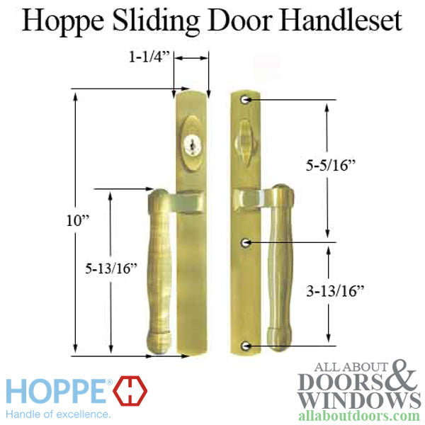 Hoppe Sliding Door Handleset – Active/Keyed, Resista Brass