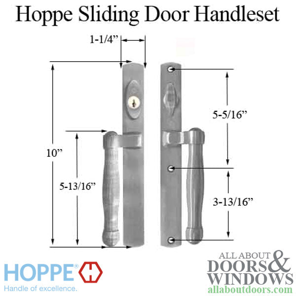 Hoppe HLS 9000 Sliding Door Handle Set – Active Keyed, Satin Nickel