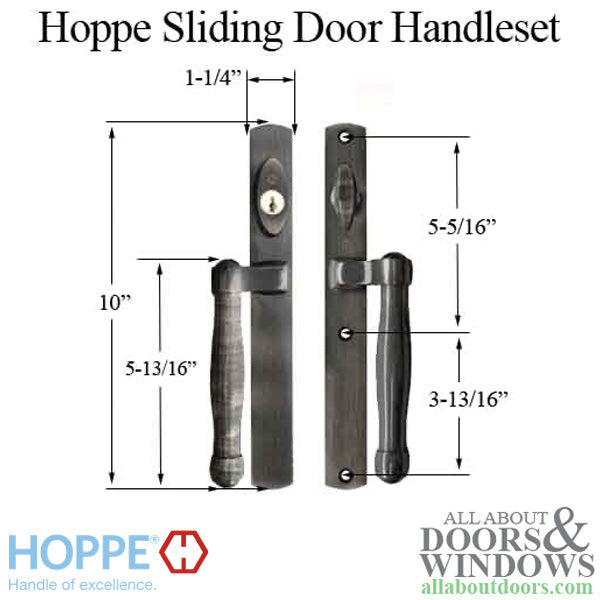 Hoppe Sliding Door Handleset Trim – Active/Keyed, Antique Nickel