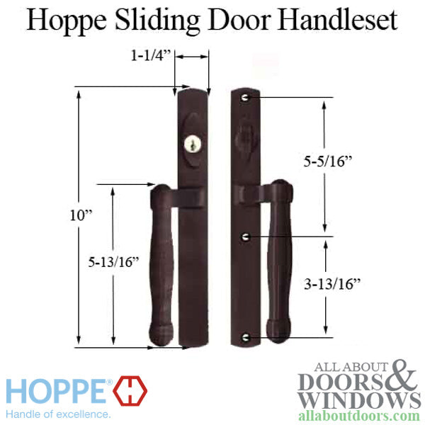 Hoppe Sliding Door Handleset Trim – Active Keyed, Rustic Umber