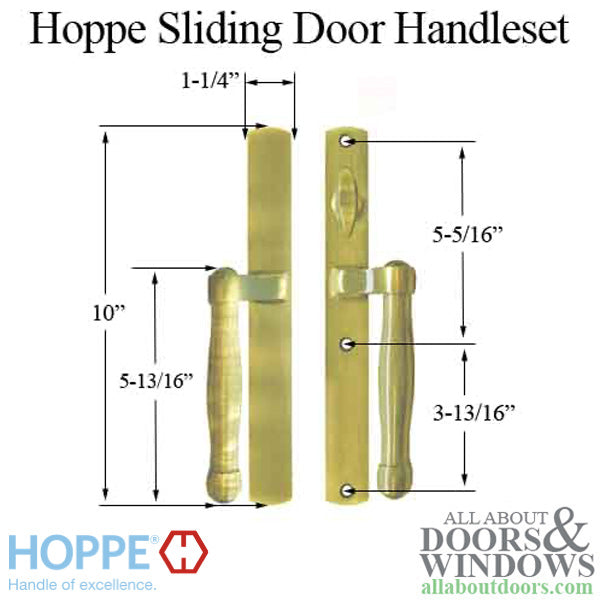 Hoppe Sliding Door Handleset Trim – Non-Keyed Active, Polished Brass