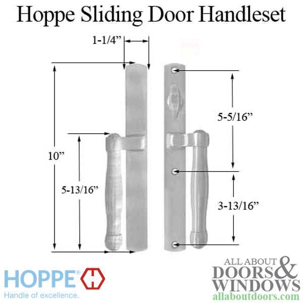 Hoppe Sliding Door Handleset Trim – Active Non-Keyed, Brushed Chrome