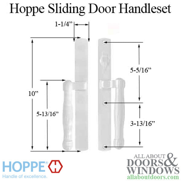 Hoppe Sliding Door Handleset – Active, Non-Keyed, White
