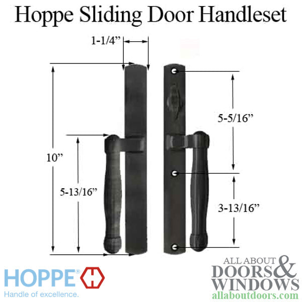 Hoppe Sliding Door Handleset Trim – Non-Keyed, Matte Black