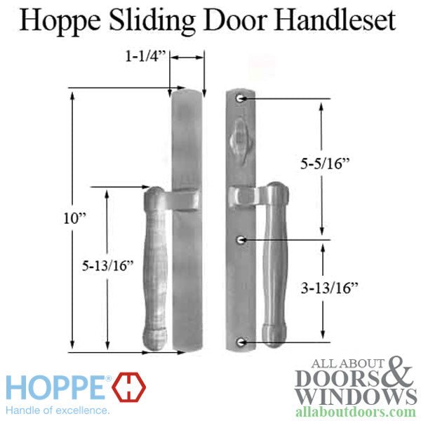 Hoppe Sliding Door Handleset – Active, Non-Keyed, Satin Nickel