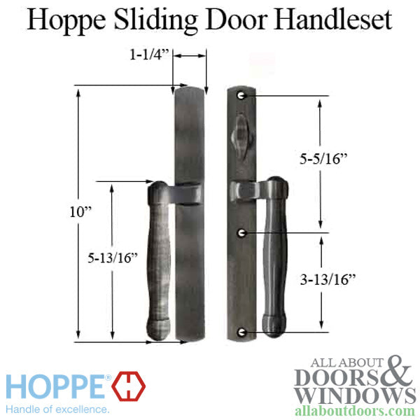 Hoppe Sliding Door Handleset – Non-Keyed, Antique Nickel