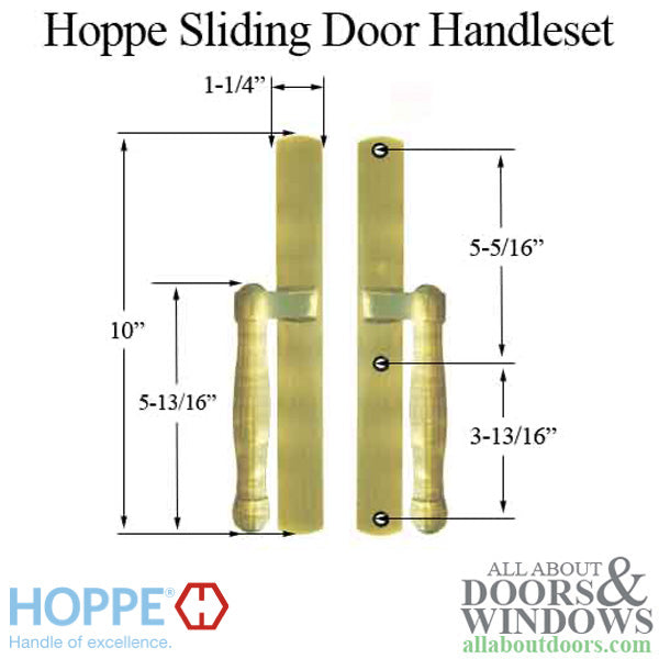 Hoppe Sliding Door Dummy Handleset – 2-Hook, Resista Brass