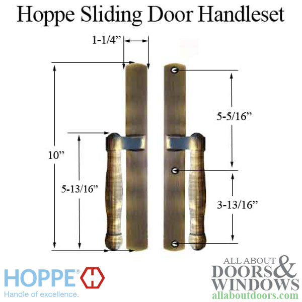 Hoppe Sliding Door Dummy Handleset – Antique Brass, Non-Keyed
