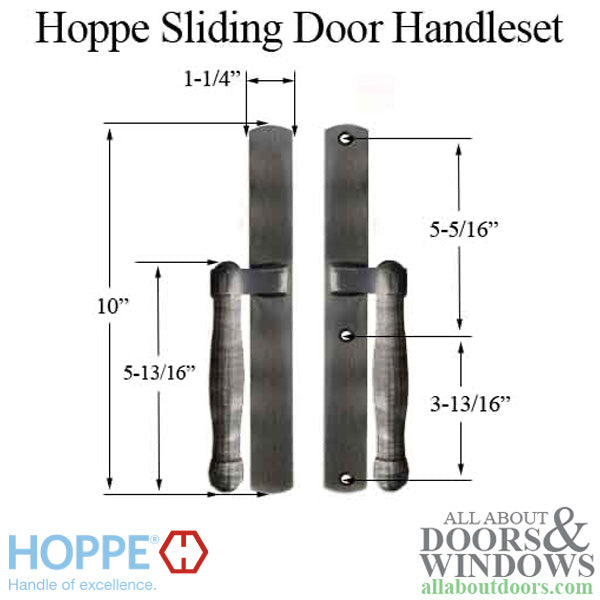 Hoppe Sliding Door Dummy Handleset – 2-Point Lock, Antique Nickel
