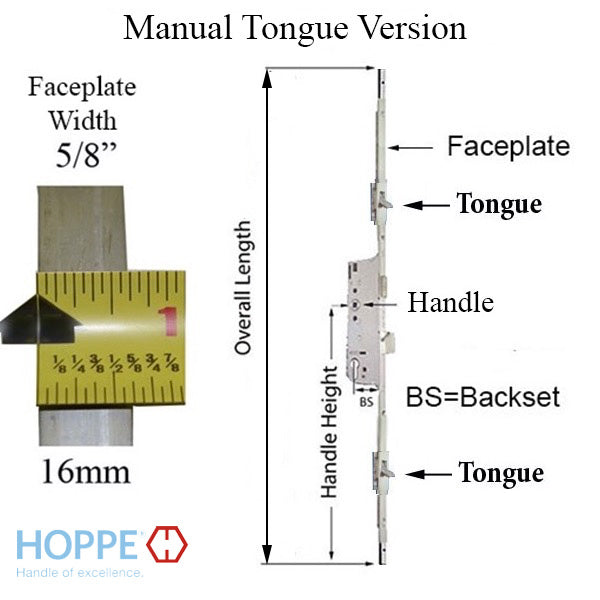 Hoppe Multipoint Lock Replacement Kit – 35mm Backset, 92mm PZ, 16mm Faceplate