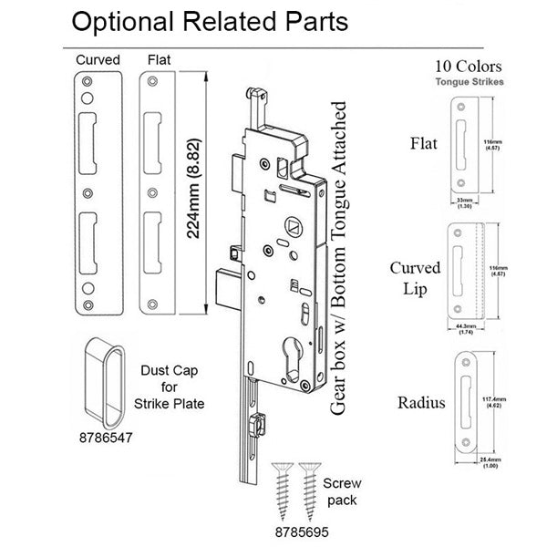 Hoppe Multipoint Lock Replacement Kit – 35mm Backset, 92mm PZ, 16mm Faceplate
