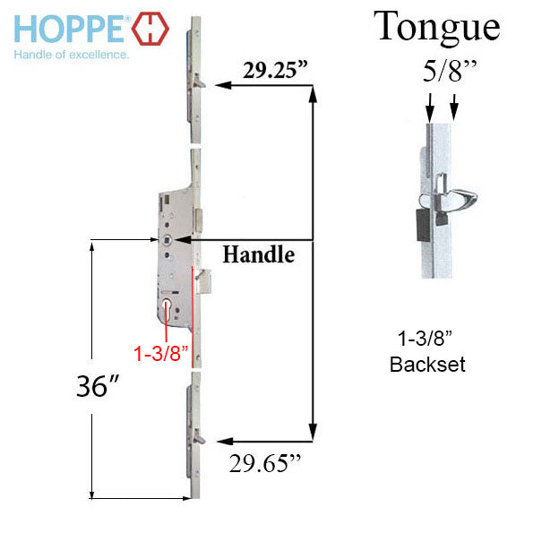 Hoppe Multipoint Lock Replacement Kit – 35mm Backset, 92mm PZ, 16mm Faceplate