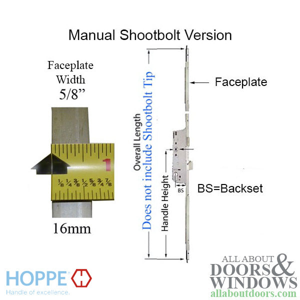 Multipoint Lock Replacement Kit for Discontinued Fuhr & Roto Locks – 35mm Backset, 92mm PZ, 36" Handle Height