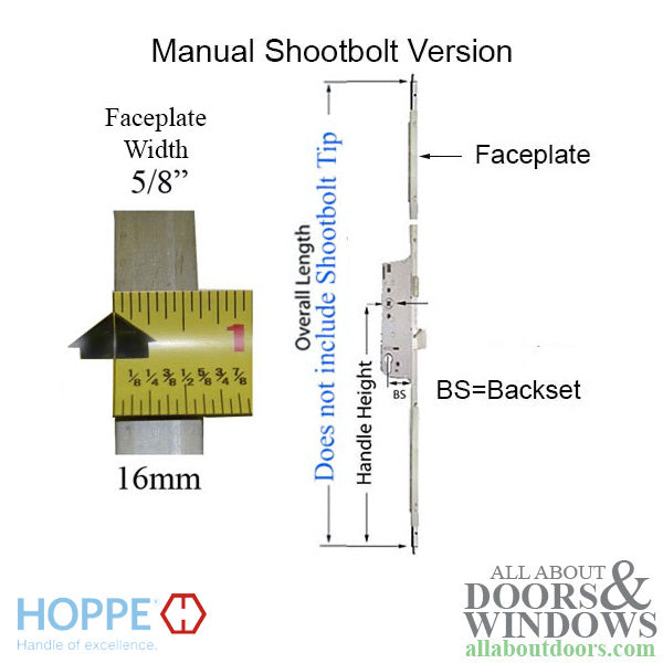 Multipoint Lock Replacement Kit for Discontinued Fuhr & Roto Locks – 45mm Backset, 92mm PZ, 36" Handle Height