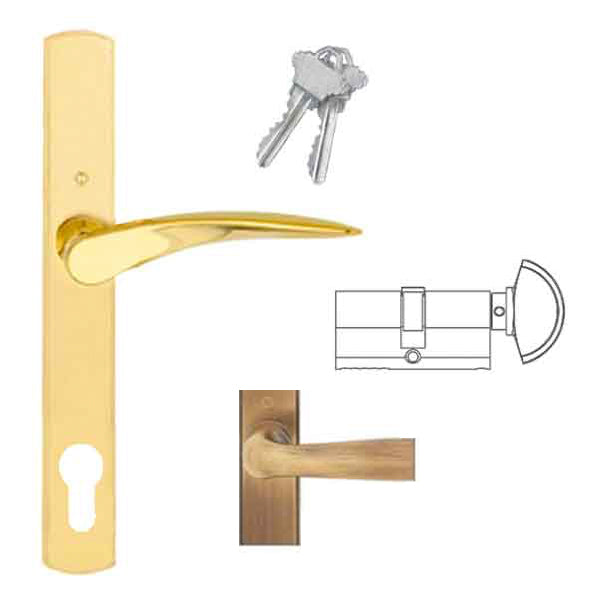 Hoppe Rodos Multipoint Handleset – 92mm PZ, Antique Brass